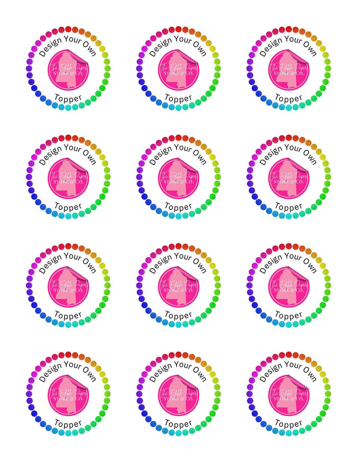 12 Cupcake Custom Printed Sugar Sheet UNCUT