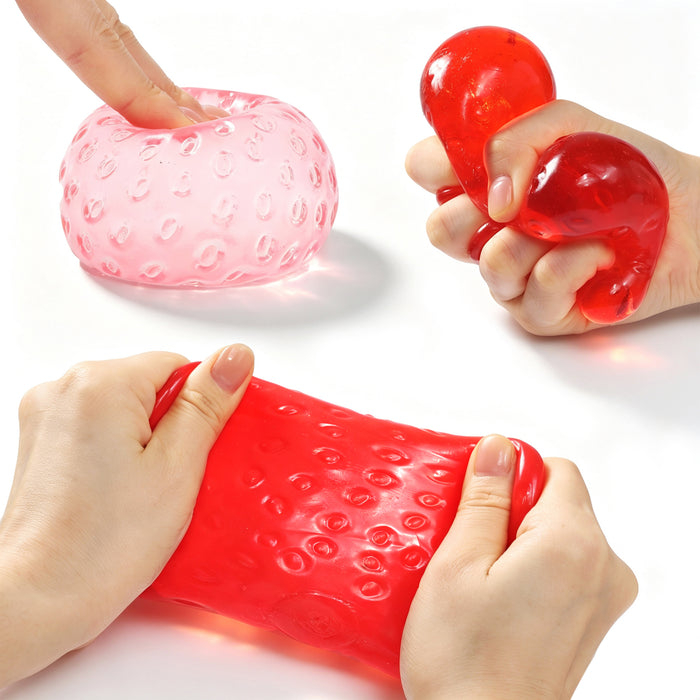3PC Strawberry Coconut Oil Stress Ball Squishy Bundle Pack (No Rebound)