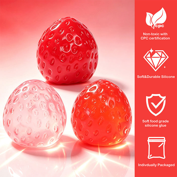 3PC Strawberry Coconut Oil Stress Ball Squishy Bundle Pack (No Rebound)