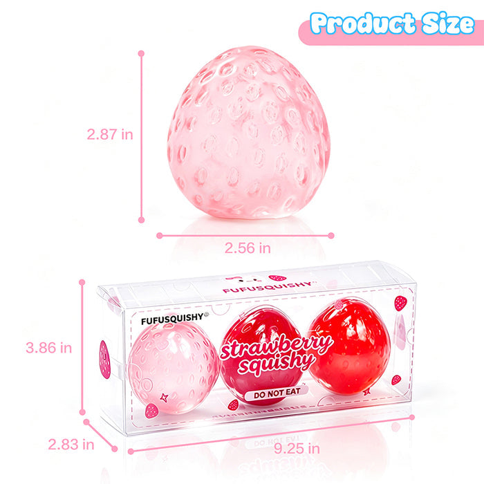 3PC Strawberry Coconut Oil Stress Ball Squishy Bundle Pack (No Rebound)