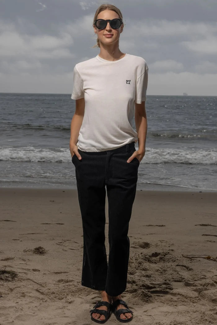 70's SRF LA Slim Tee - Navy Embroidered - Heidi Merrick