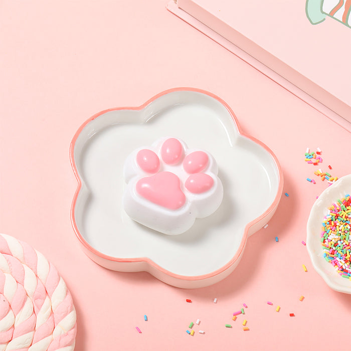 80g White-based Pink Cat Paw Taba Squishy