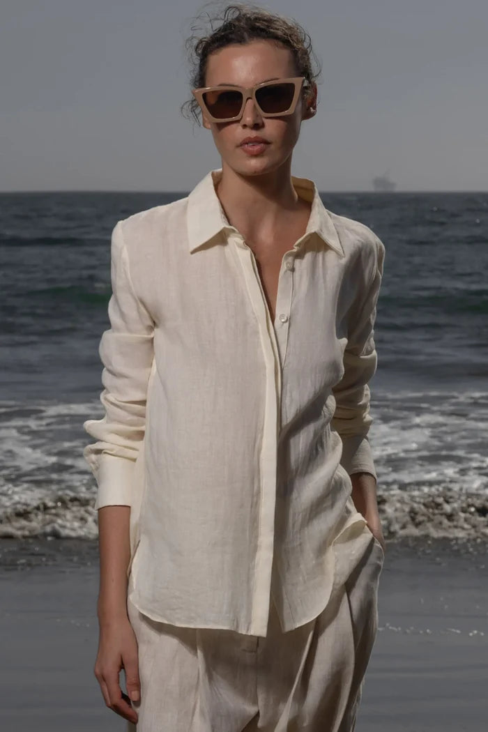 Ami Shirt - Ivory Tissue Linen - Heidi Merrick