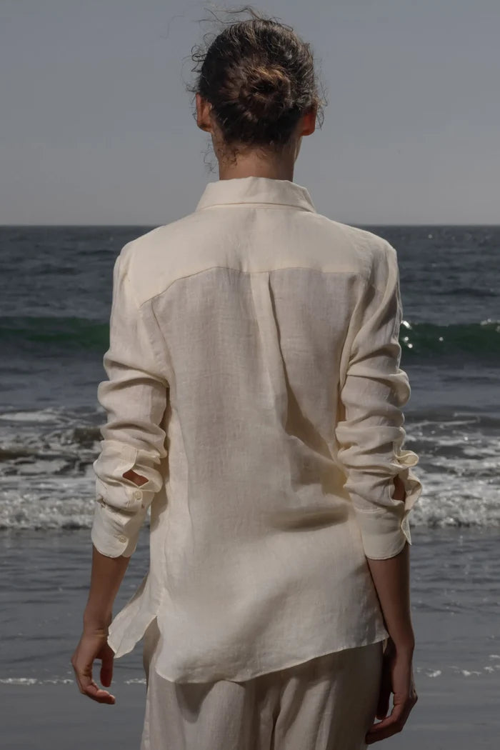 Ami Shirt - Ivory Tissue Linen - Heidi Merrick