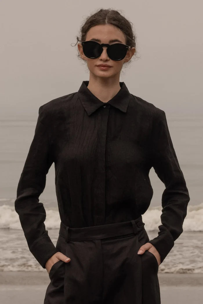 Ami Shirt - Noir Tissue Linen - Heidi Merrick