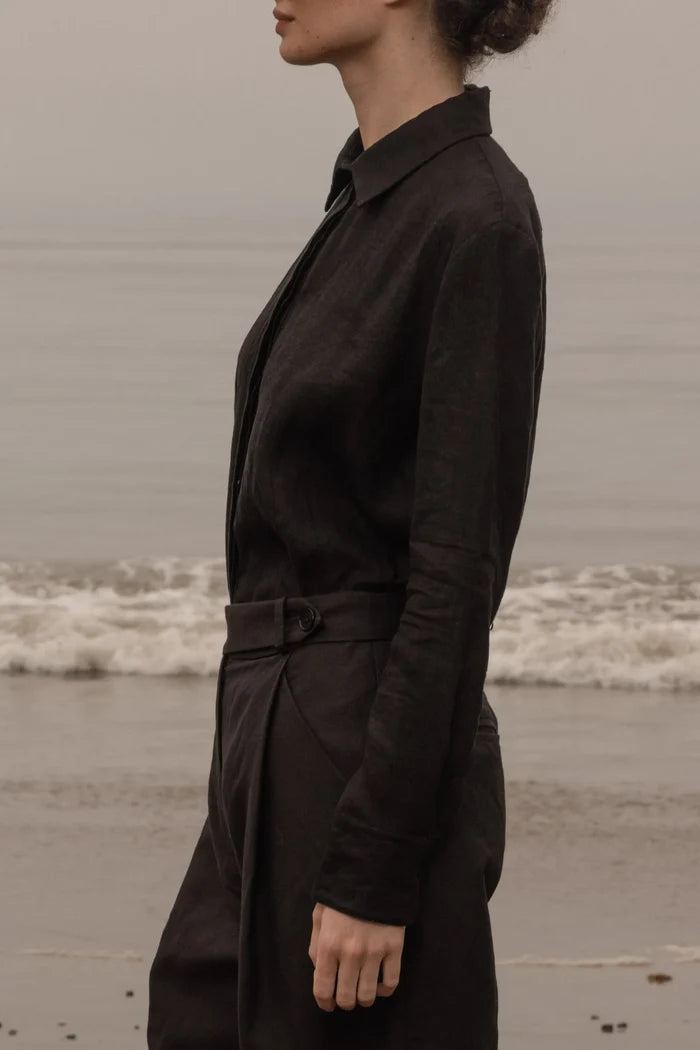 Ami Shirt - Noir Tissue Linen - Heidi Merrick