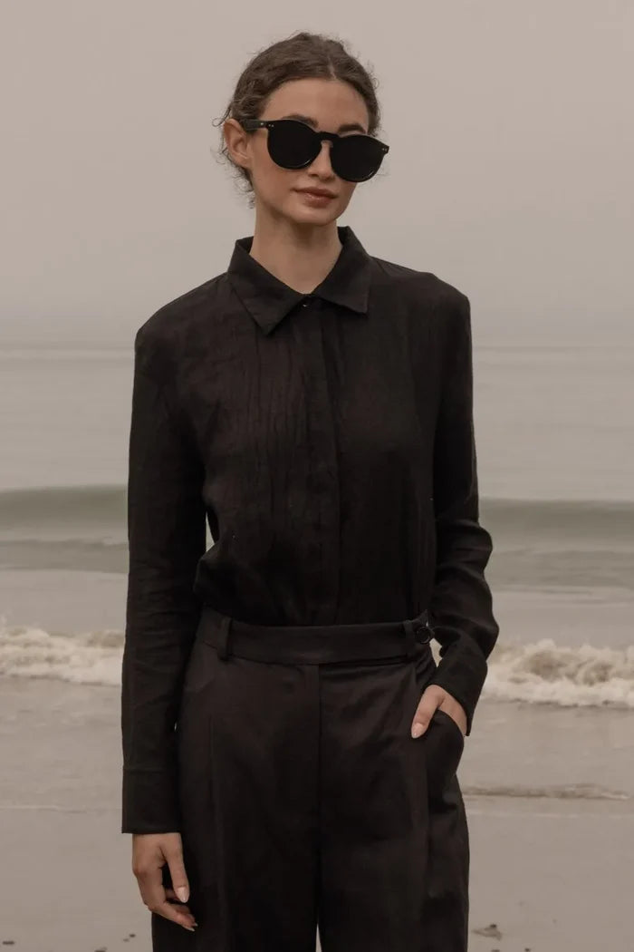 Ami Shirt - Noir Tissue Linen - Heidi Merrick