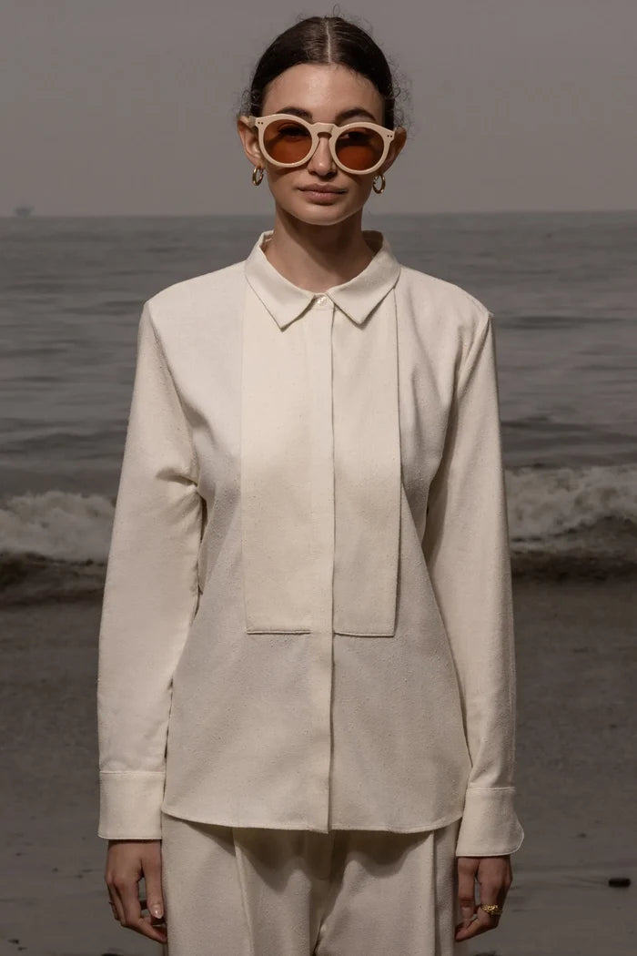 Ami Tux Top - Ivory Silk Noil - Heidi Merrick