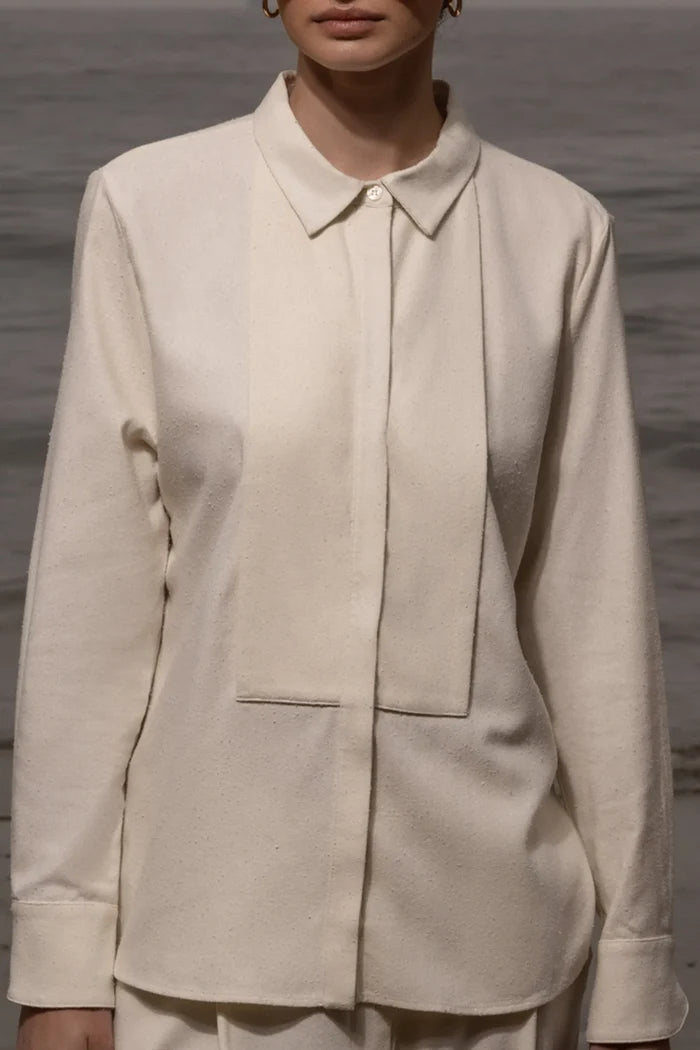 Ami Tux Top - Ivory Silk Noil - Heidi Merrick