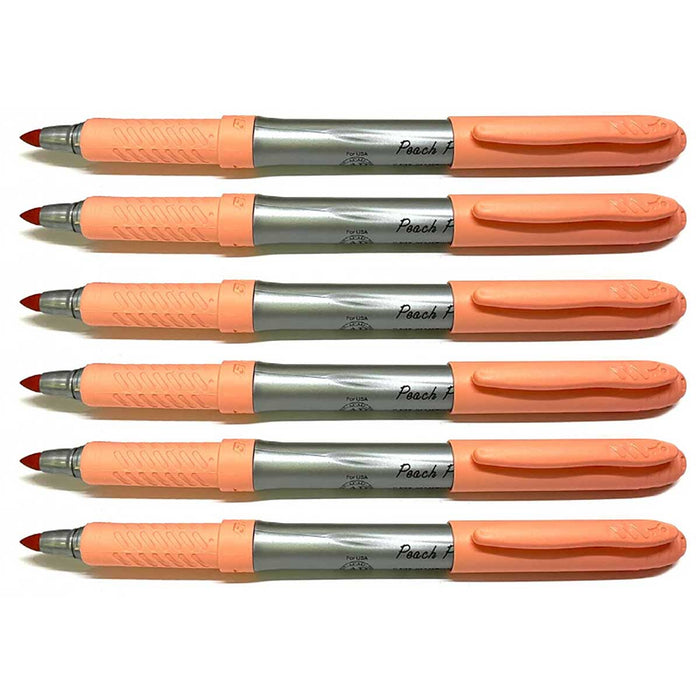 Bic Peach Fine Permannet Markers Pack of 6