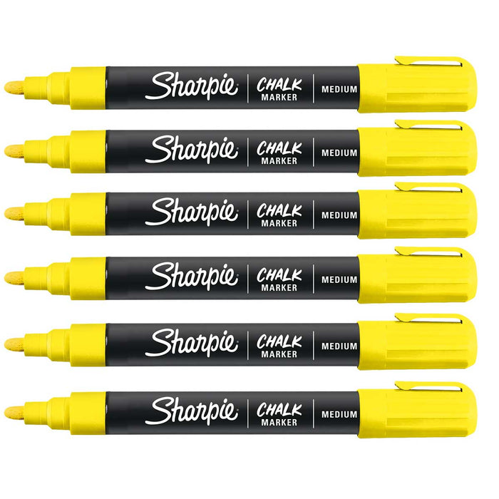 Bright Yellow Wet Erase Chalk Markers By Sharpie Pack of 6 - PensAndPencils.Net
