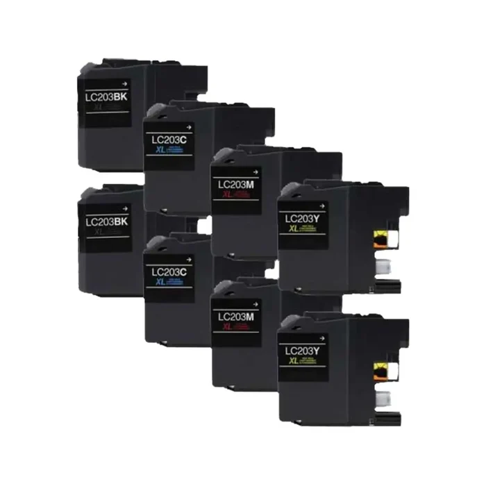 Brother LC203 / LC201 Compatible High-Yield Ink Cartridge 8-Pack