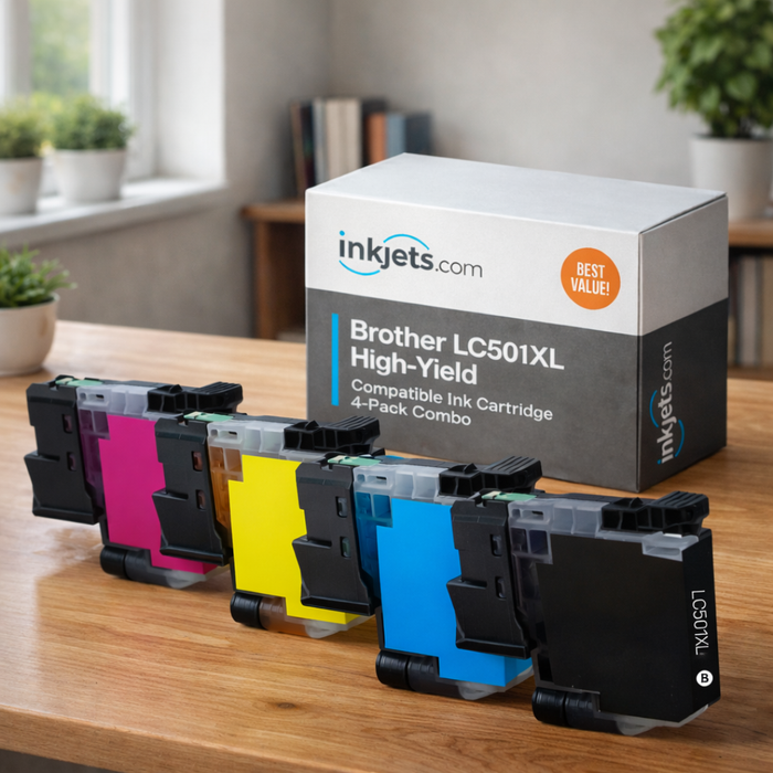 Brother LC501XL High Yield Compatible Ink Cartridge 4-Pack Combo
