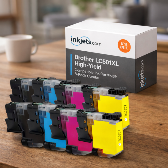 Brother LC501XL High Yield Compatible Ink Cartridge 8-Pack Combo