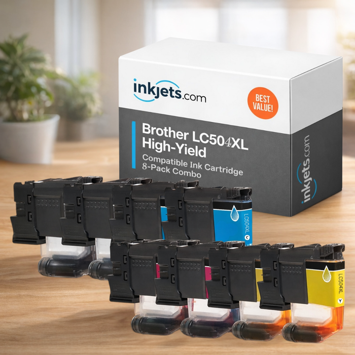Brother LC504XL High Yield Compatible Ink Cartridge 8-Pack Combo
