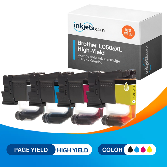 Brother LC506XL High Yield Compatible Ink Cartridge 4-Pack Combo