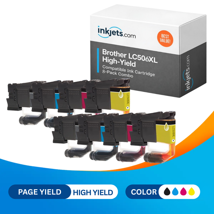Brother LC506XL High Yield Compatible Ink Cartridge 8-Pack Combo