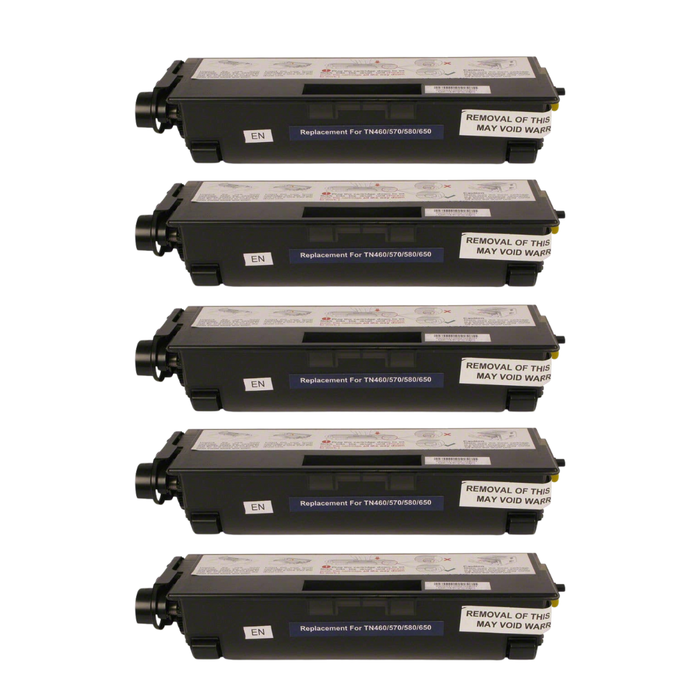 Brother TN460 Black Compatible High-Yield Toner Cartridge 5-Pack Combo