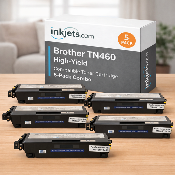 Brother TN460 Black Compatible High-Yield Toner Cartridge 5-Pack Combo