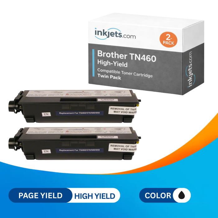 Brother TN460 Black Compatible High-Yield Toner Cartridge Twin Pack
