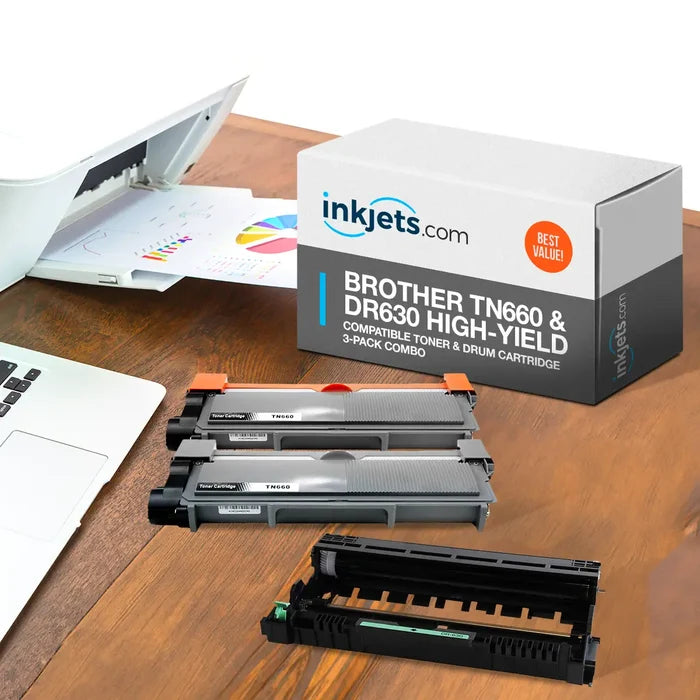 Brother TN660 & DR630 High-Yield Compatible Toner & Drum Cartridge 3-Pack Combo