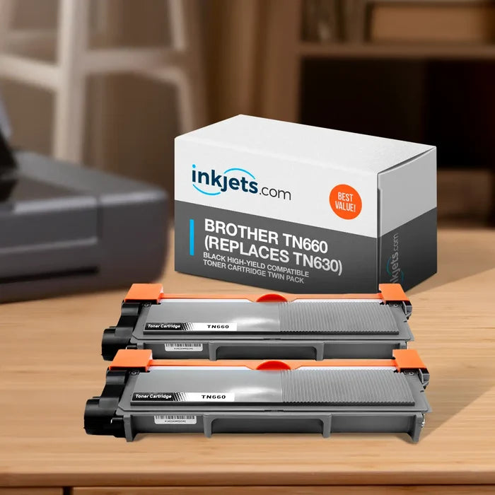 Brother TN660 (Replaces TN630) Black High-Yield Compatible Toner Cartridge Twin Pack