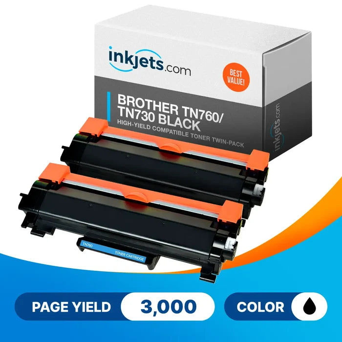 Brother TN760 / TN730 Black High-Yield Compatible Toner Twin-Pack
