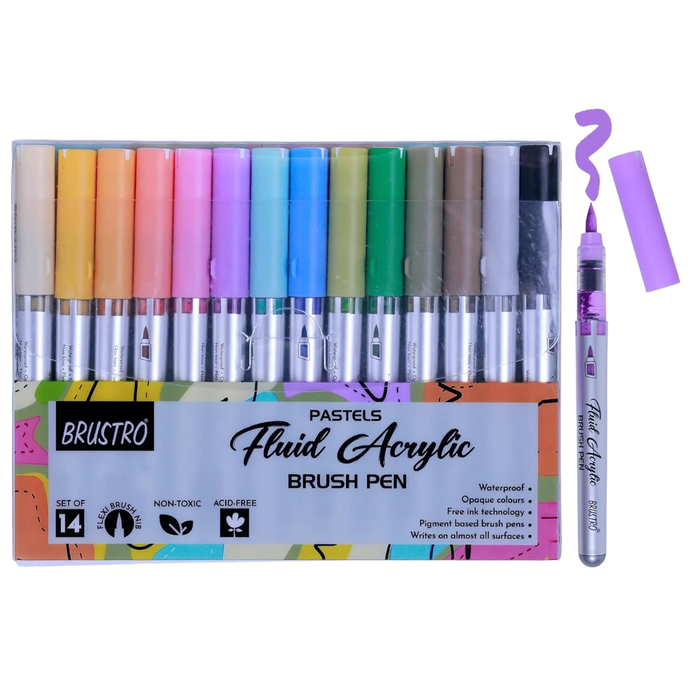 Brustro Pastels Fluid Acrylic Brush Pen Set