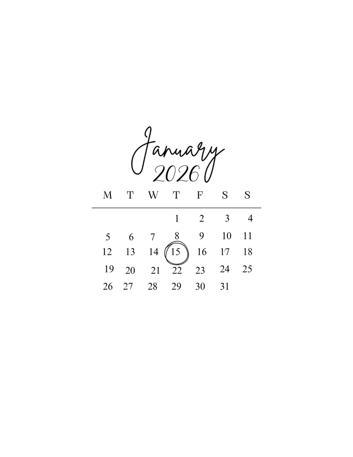 CALENDAR Wafer Paper/ Burn Paper for Burn Away Images for Cakes UNCUT IMAGE Various Sizes (Copy)