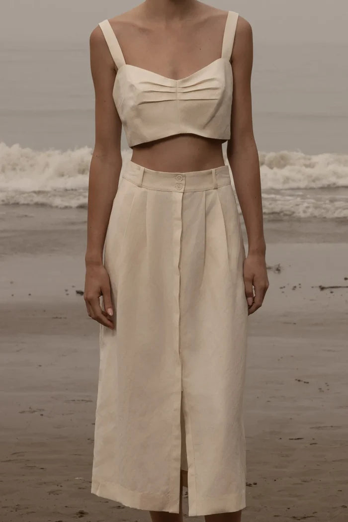 Calvi Top - Ivory Silk & Hemp - Heidi Merrick