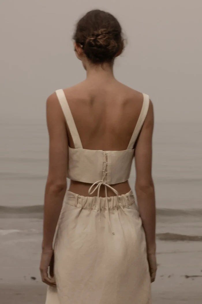 Calvi Top - Ivory Silk & Hemp - Heidi Merrick