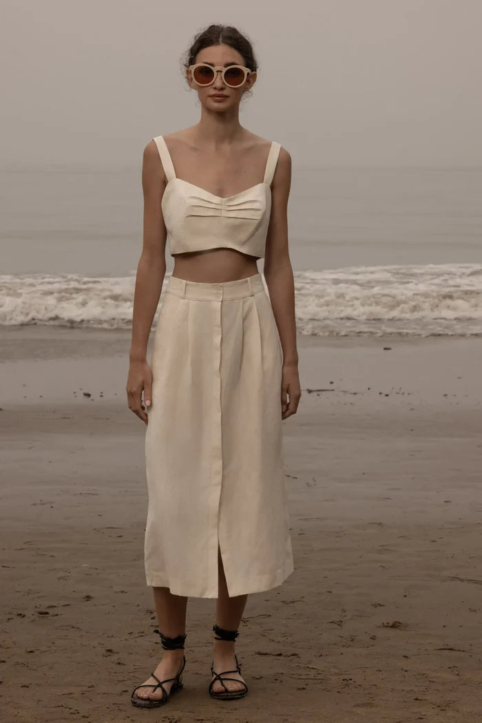 Calvi Top - Ivory Silk & Hemp - Heidi Merrick