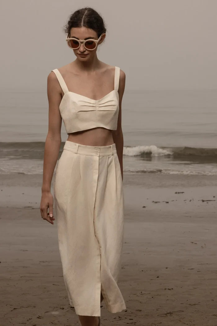 Calvi Top - Ivory Silk & Hemp - Heidi Merrick