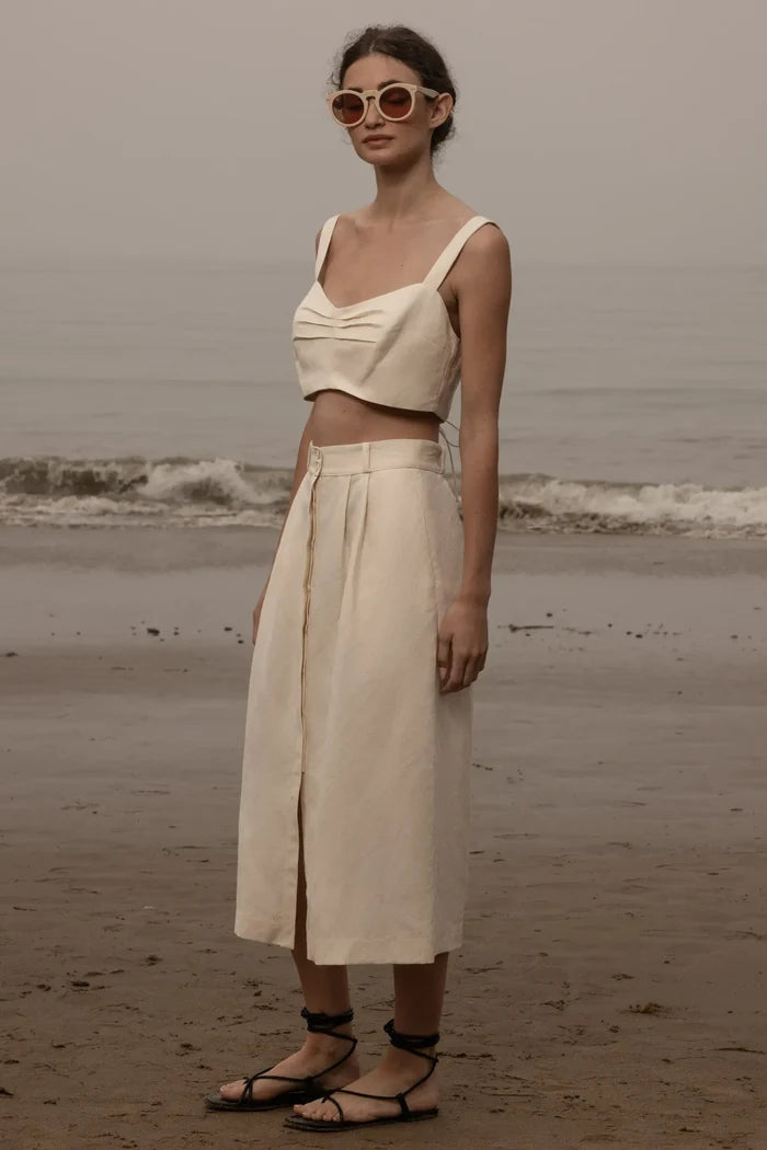 Calvi Top - Ivory Silk & Hemp - Heidi Merrick