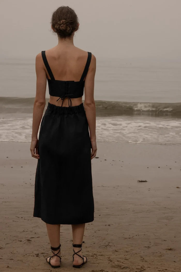 Camille Skirt - Noir Silk & Hemp - Heidi Merrick