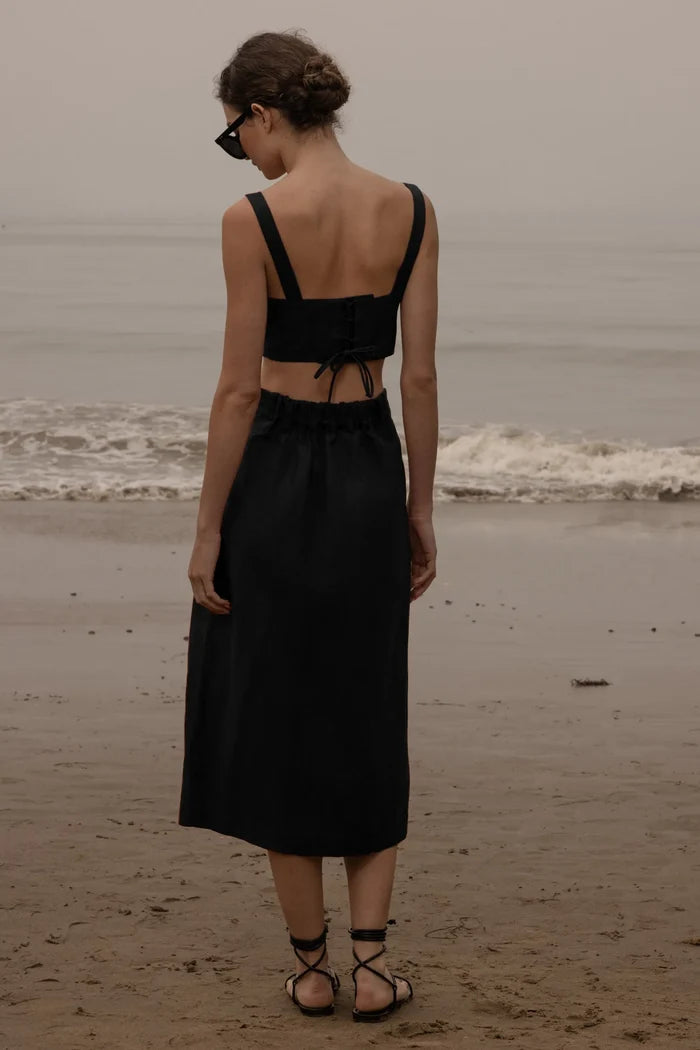 Camille Skirt - Noir Silk & Hemp - Heidi Merrick
