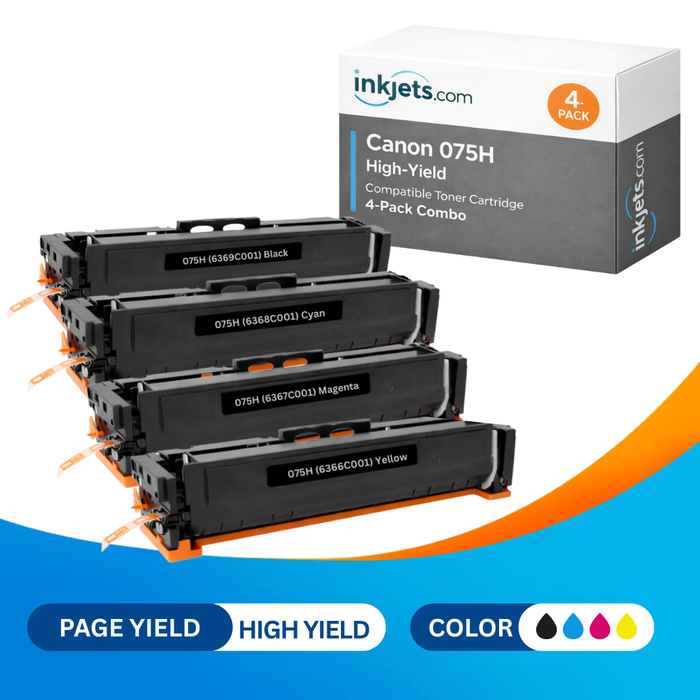 Canon 075H Compatible High-Yield Toner Cartridge 4-Pack Combo