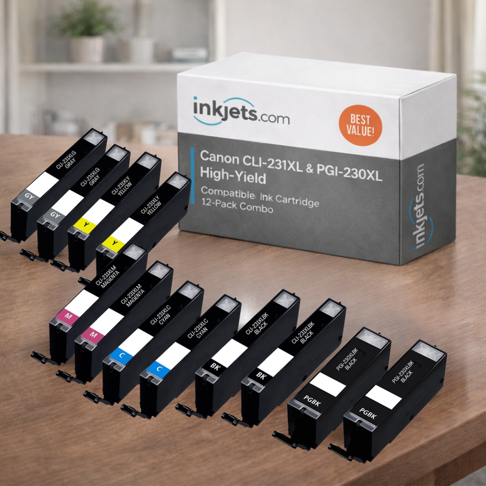 Canon CLI-231XL & PGI-230XL High-Yield Compatible Ink Cartridge 12-Pack Combo