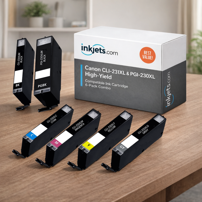 Canon CLI-231XL & PGI-230XL High-Yield Compatible Ink Cartridge 6-Pack Combo