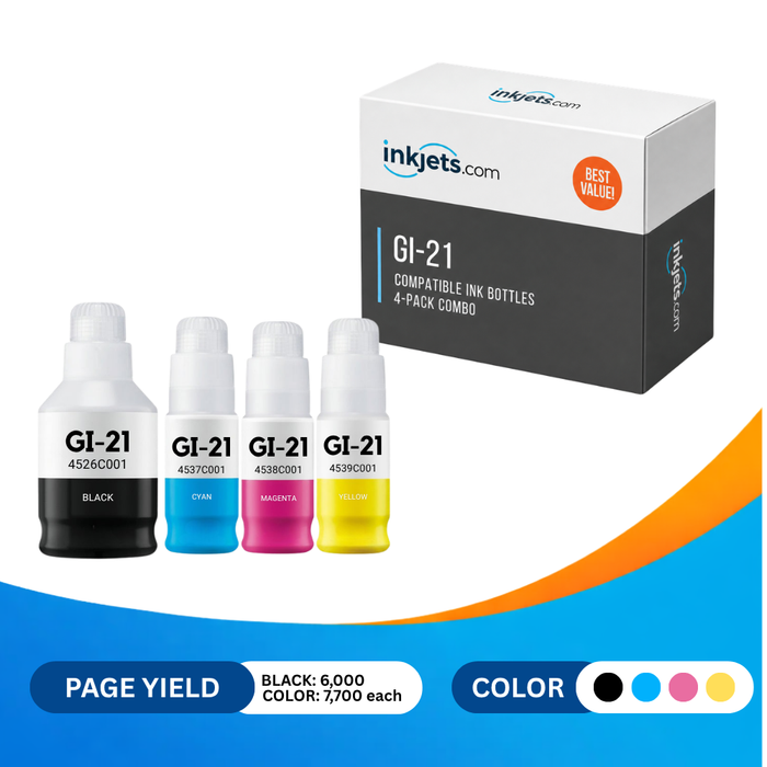 Canon GI-21 Compatible Standard Yield Ink Bottle 4-Pack Combo