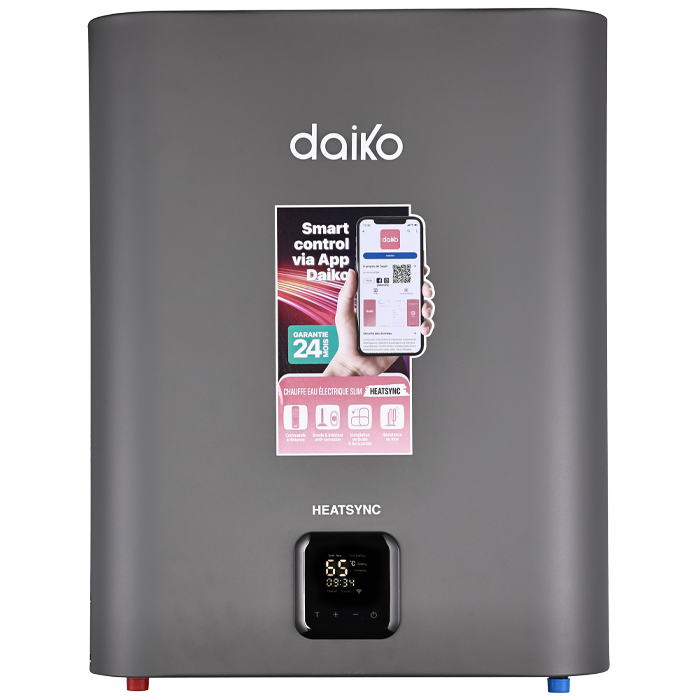 Chauffe-eau électrique Daiko Smart Slim gris foncé 30L avec télécommande