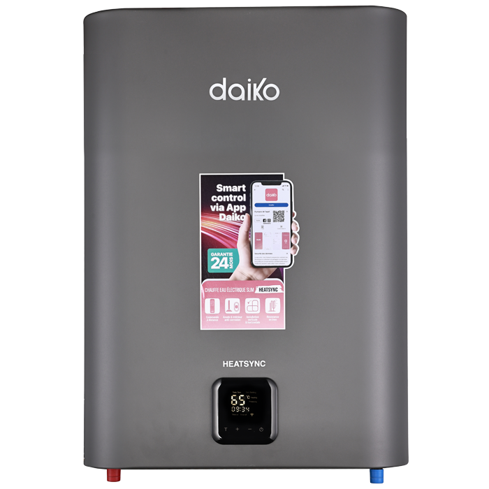 Chauffe-eau électrique Daiko Smart Slim gris foncé 50L avec télécommande