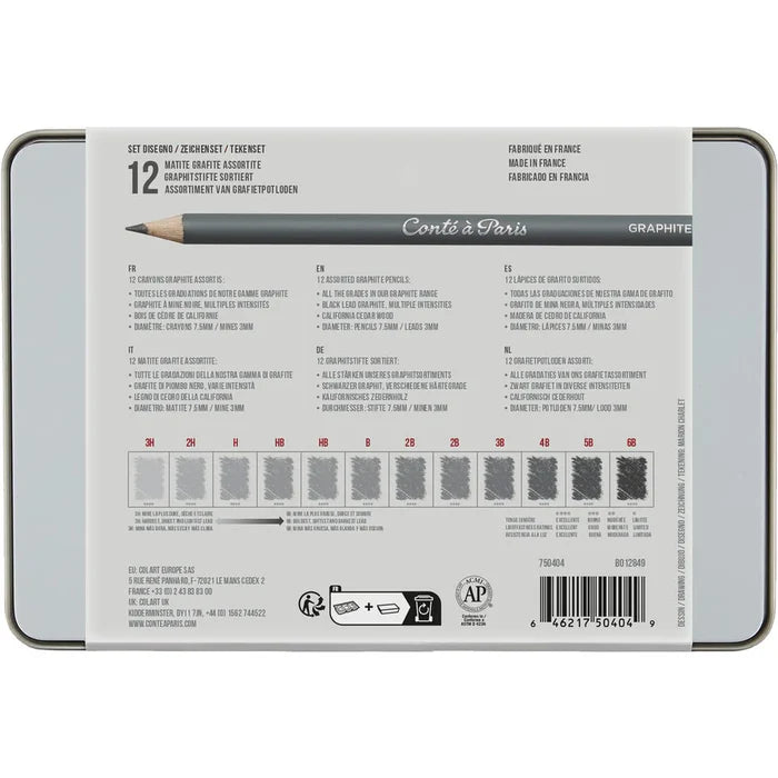 Conte a Paris Assorted Graphite Pencil Drawing - Set of 12