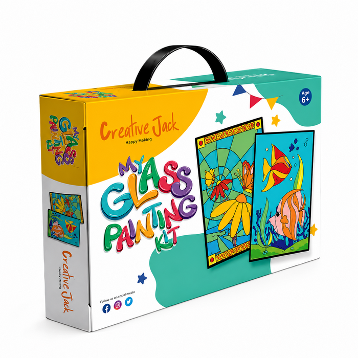 Creative Jack My Glass Painting Kit - Kids 6+ Age - Fish & Butterfly