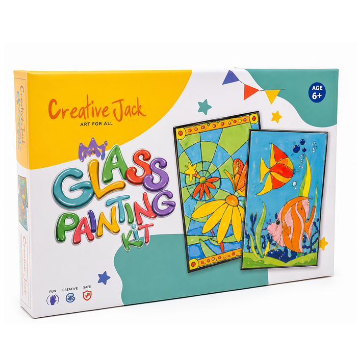 Creative Jack My Glass Painting Kit - Kids 6+ Age - Fish & Butterfly
