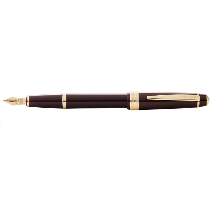 Cross Bailey Dark Red Gold Trim Fountain Pen Medium - PensAndPencils.Net