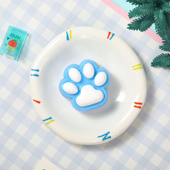 Deep Blue Based White Cat Paw Taba Squishy