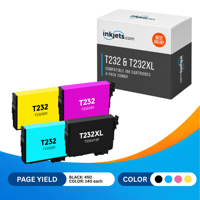 Epson T232 & T232XL Compatible High & Standard Yield Ink Cartridge 4-Pack Combo