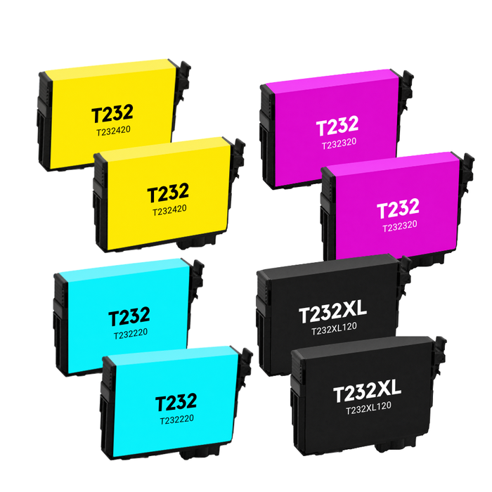 Epson T232 & T232XL Compatible High & Standard Yield Ink Cartridge 8-Pack Combo