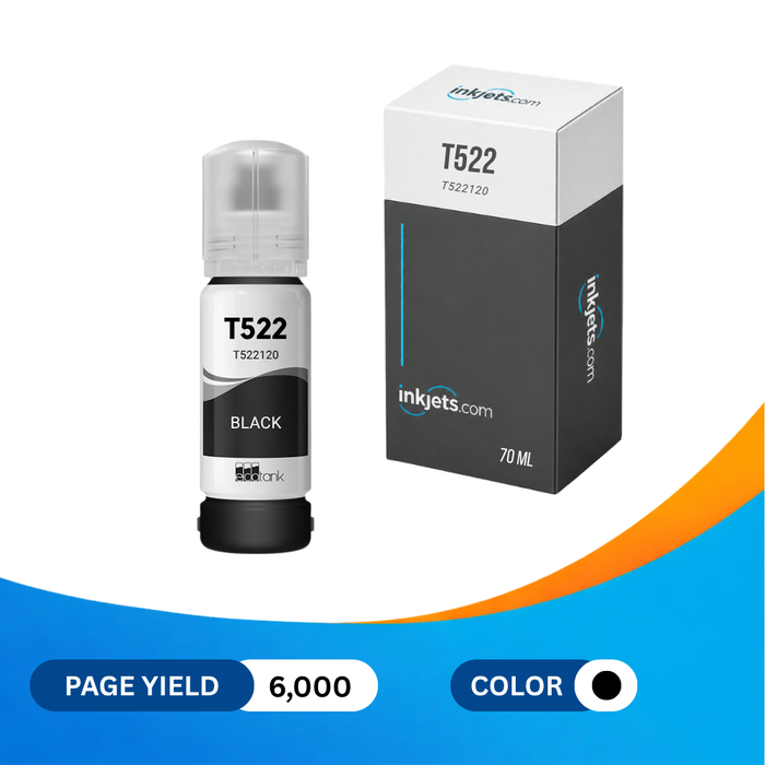 Epson T522 (T522120-S) Black Standard Yield Compatible Ink Bottle, 70 ml